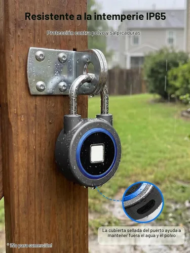 Vista 9 de Candado de huellas dactilares, bloqueo Bluetooth, aplicación móvil, candado inteligente con biometría sin llave, resistente al agua, adecuado