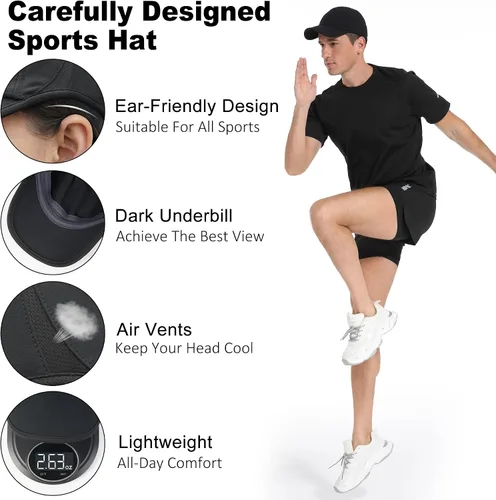 Vista 3 de GADIEMKENSD Sombrero de correr de rendimiento, tela elástica con malla ventilada para entrenamientos al aire libre