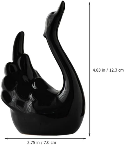 Vista 6 de Estatua de cisne de cerámica para pareja, escultura de mesa de cisne elegante, figura de cisne de porcelana, adorno de cisne de escritorio