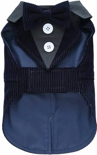 Vista 16 de Esmoquin para cachorro con corbata de moño desmontable, para graduación, boda, uso formal, disfraz de príncipe para perros pequeños (XS, negro)
