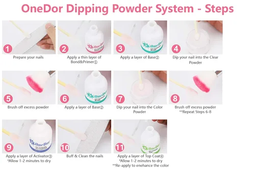 Vista 8 de OneDor - Polvo para uñas, polvo para inmersión de uñas, sistema de pigmentos de color acrílico, 1 onza