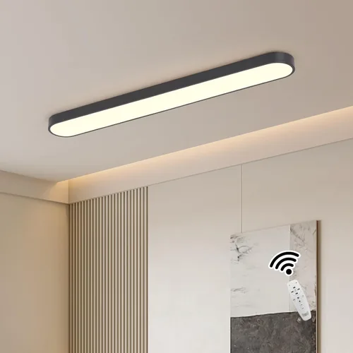 Vista 11 de Lámpara de techo lineal de 23.6 pulgadas, LED moderna de 40 W, lámpara de techo simple negra, iluminación de techo de perfil bajo para dormitorio