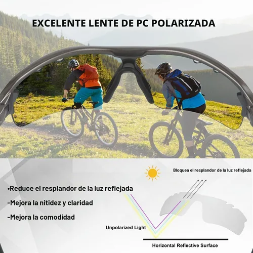 Vista 5 de BangLong Polarized UV400 Sports Sunglasses with 5 Lenses for Men Women TR90 Flexible Frame, 5 Interchangeable Lens with RX Insert, 0.9oz Sports