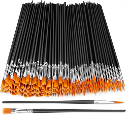 Vista 9 de AROIC Pinceles de Pintura Pequeños al Por Mayor, 110 Piezas de Pinceles de Pelo de Nailon Negro con Juego de Pinceles de Pintura Acrílica de Punta