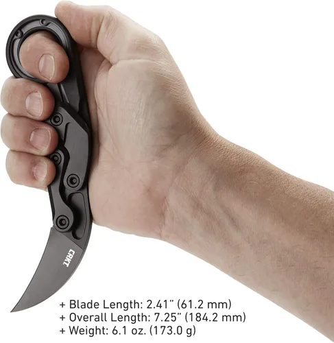 Vista 6 de CRKT Provoke - Cuchillo plegable con Kinematic: Morphing Karambit, hoja de borde liso D2, mango de aluminio, clip de bolsillo, 4040 Negro