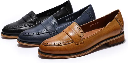 Vista 9 de Mona Flying Mocasines de cuero para mujer, estilo informal, planos, para mujeres y jóvenes