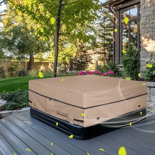 Vista 7 de Ultcover Cubierta cuadrada de poliéster 600D, impermeable, para bañera de hidromasaje de exterior, 85 x 85 pulgadas