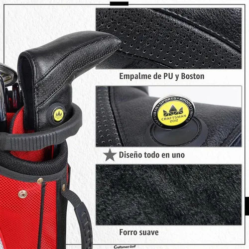 Vista 5 de Cubierta clásica duradera para cabeza de palo de golf Craftsman Golf para Driver, Maderas, Híbridos y Cubierta para putter de mazo de hoja para Negro