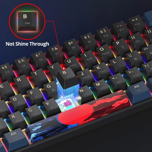 Vista 5 de Teclado mecánico 60% para juegos con interruptor rojo lineal, 60% con cable, ultra compacto, mini teclado arcoíris con teclas PBT para Ps4Ps5Xbox