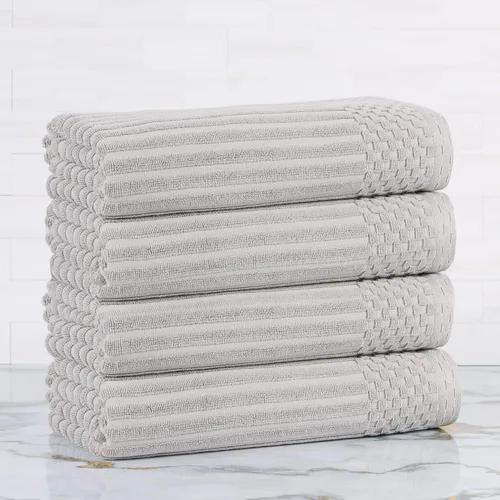 Vista 169 de Superior Juego de 6 toallas de algodón sólido y acanalado, toallas de cara de 13 x 13 pulgadas, toallas de mano de 16 x 28 pulgadas, toallas de baño