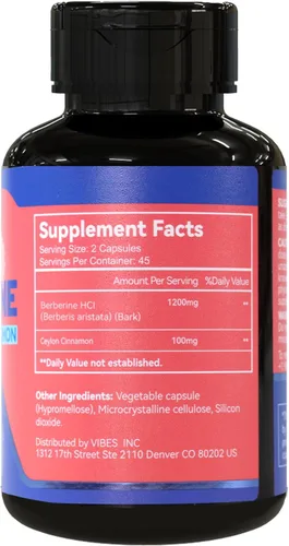 Vista 6 de Suplemento de berberina prémium de 1200 mg con canela de Ceilán, 90 cápsulas veganas, suplemento de berberina HCL sin gluten, apoyo inmunológico