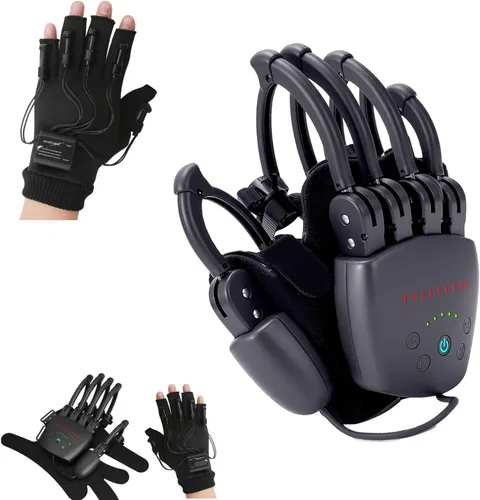 Vista 9 de Guantes de robot de rehabilitación mejorados para hemiplejia cerebral, robot portátil de mano con 4 modos de entrenamiento, fuerza ajustable