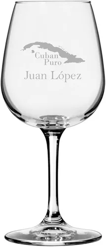 Vista 6 de Cuaba - Copa de vino multiusos con temática de cigarro cubano grabada de 12.75 onzas