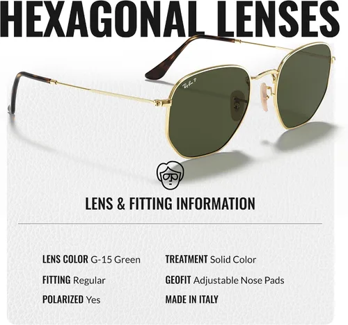 Vista 54 de Ray-Ban RB3548N Lentes planas hexagonales, gafas de sol cuadradas y redondas con kit oficial de gafas