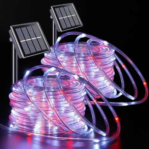 Vista 11 de YEGUO Luces naranjas para Halloween, paquete de 2 cuerdas de 100 luces LED de 33 pies cada uno, 8 modos de luces de hadas en tubo transparente