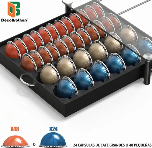 Vista 4 de Deco Brothers cajón de almacenamiento con soporte para cápsulas Nespresso vidrio templado, VertuoLine Negro