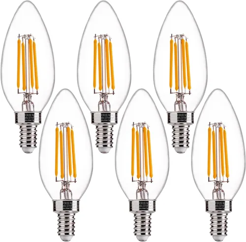 Vista 17 de FLSNT Bombillas LED ámbar para candelabros equivalentes a 40 W, bombillas LED B11 E12, 2200 K blanco cálido, regulable, 330 lm, 96 unidades UL
