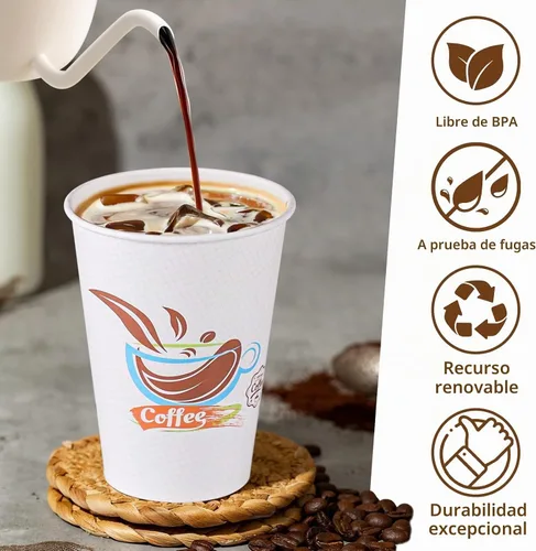 Vista 3 de Lamosi Paquete de 180 tazas de café de 12 onzas, vasos de papel desechables Tazas calientes estampadas con aislamiento grueso a prueba de fugas