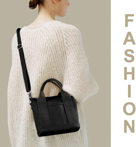 Vista 6 de Yaopeing Pequeña bolsa de lona, pequeña bolsa de mano, bolsa de hombro para mujer