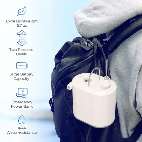 Vista 4 de Mini bomba de aire eléctrica de alta potencia recargable portátil colchón de aire bomba para acampar al aire libre