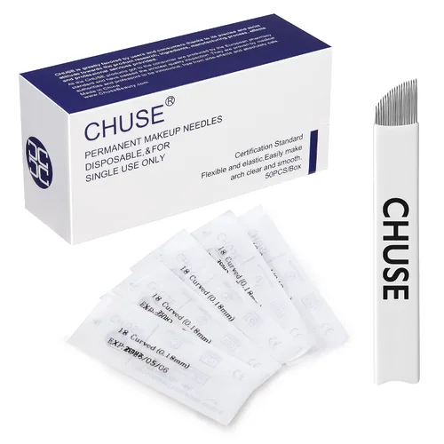 Vista 13 de CHUSE 14 Curvado 50pcs 0.007 in Nano Mircoblading Aguja Maquillaje Permanente Manual Ceja Tatuaje Aguja