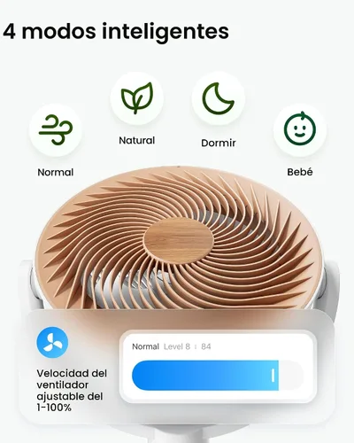 Vista 9 de SwitchBot Ventilador de pedestal inteligente, ventilador oscilante recargable para dormitorio, con cable e inalámbrico, ventilador de piso