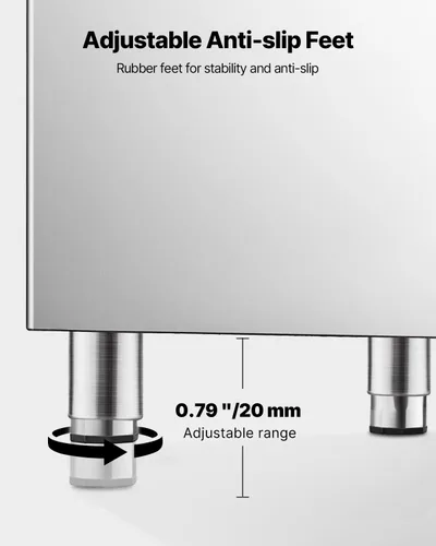 Vista 4 de VEVOR Cubo de almacenamiento de hielo, capacidad de 250 libras, contenedores de almacenamiento de hielo de acero inoxidable con filtro y patas