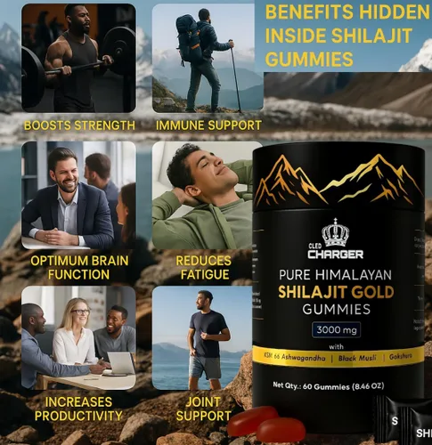 Vista 8 de Shilajit - Gomitas para hombres y mujeres 3000 mg Shilajit orgánico puro del Himalaya con Ashwagandha Gokshura Sin OMG, sin azúcar añadida Más