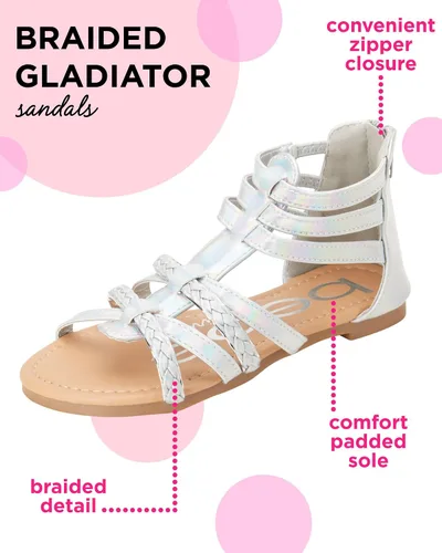 Vista 2 de bebe Gladiator - Sandalias planas con tiras trenzadas para niñas pequeñas y grandes