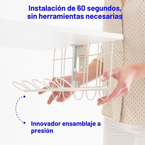 Vista 3 de CarryUp - Bandeja para cables debajo del escritorio para dormitorio, color Crema