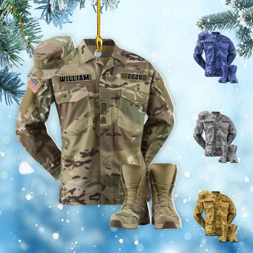 Vista 13 de Adornos de Navidad del ejército estadounidense, adorno de veterano para hombres y mujeres, adornos patrióticos para decoración de árbol de Navidad
