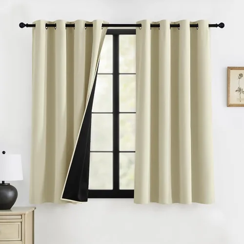 Vista 28 de RYB HOME Cortinas 100% opacas de 63 pulgadas de largo, cortinas de ventana de eficiencia energética y reducción de ruido para dormitorio, sala