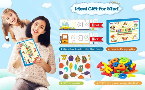 Vista 9 de Juguetes educativos de aprendizaje para niños y niñas de 2, 3, 4, 5, 6 años, juego de letras a juego con tarjetas del alfabeto para niños, juguete