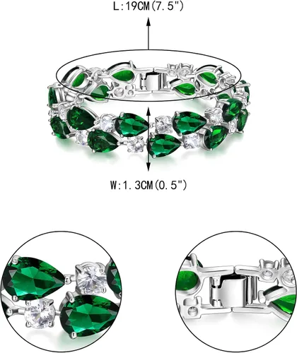 Vista 5 de Ever Faith pulsera vintage con circonitas cúbicas en forma de lágrimas, para mujer.