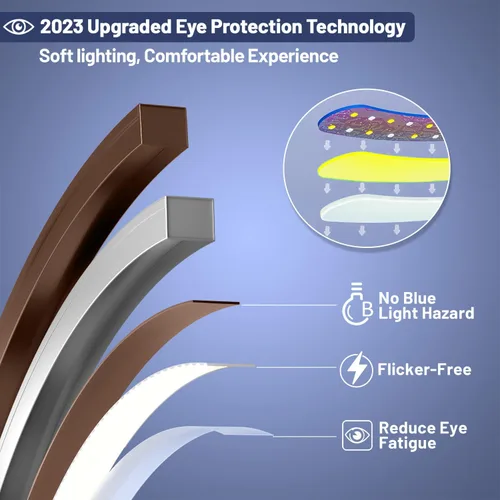 Vista 4 de Lámpara de pie LED regulable con 3 temperaturas de color, ultra brillante de 2000 lúmenes, lámparas de pie de arco marrón para sala de estar