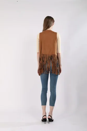 Vista 5 de Paixpays New Tassels Fringe Sleeveless Vest Cardigan Waistcoat Jacket Outwear Tops
