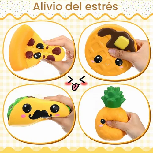 Vista 2 de Zhanmai 8 piezas de juguetes de crecimiento lento de espuma de comida, juguetes antiestrés en forma de perro caliente, pastel, pan, s'more, pizza