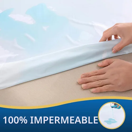 Vista 2 de Funda de colchón impermeable con cremallera, transpirable, sin ruido, lavable a máquina, con cremallera, para colchón de 7 a 15 pulgadas