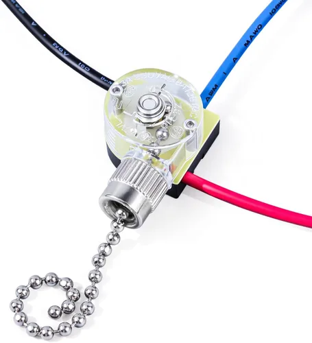 Vista 7 de Paquete de 2 interruptores de luz para ventilador de techo, Zing Ear ZE-109, bronce fácil de instalar, cables de extracción de encendido y apagado
