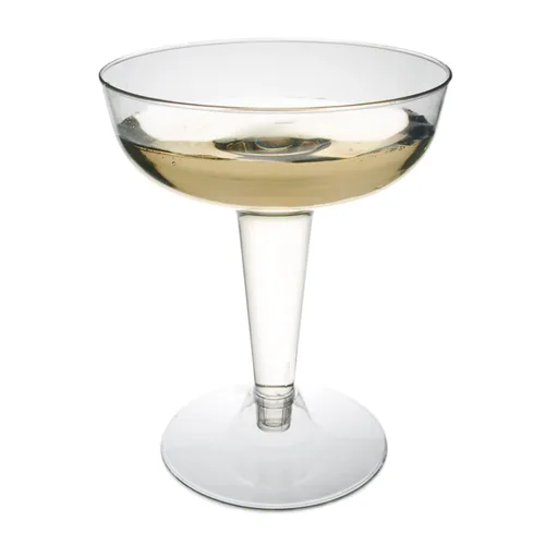 Vista 2 de Party Essentials N48 - Vaso de champán de plástico duro de 2 piezas, capacidad de 4 onzas, transparente (caja de 192)
