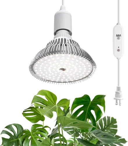 Vista 9 de Luces colgantes de cultivo para plantas de interior, 25 W 5000 K, bombillas LED de cultivo colgantes con temporizador, luz de planta colgante