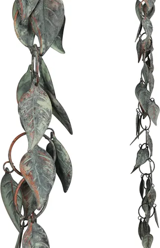 Vista 13 de Cadena de lluvia de 8.5 pies, cadenas de lluvia de hojas para canaletas y bajantes, cadenas de lluvia decorativas para exteriores, cadena captadora