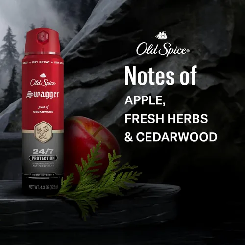 Vista 6 de Desodorante antiperspirante en aerosol seco Old Spice para hombres, 24/7 protección contra el sudor y el olor, 24/7 defensa contra el sudor