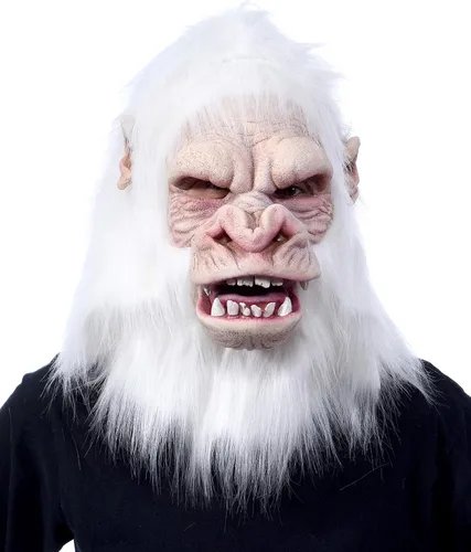 Vista 2 de Zagone Studios White Tree Hugger - Máscara de primate de gorila albino, yeti o monstruo de nieve, Blanco