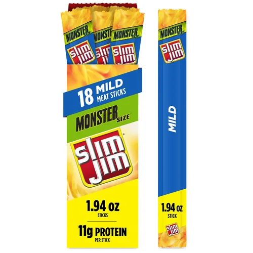 Vista 15 de Slim Jim Monster Smoked Jerky Sticks, sabor original, 1.94 onzas, 18