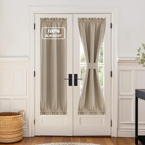 Vista 35 de NICETOWN Cortinas de Lino para Puerta Lateral - Cortinas Opacas con Aislamiento Térmico para Puerta Delantera Francesa para Sombra Pequeña