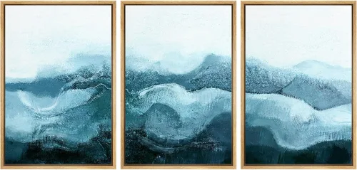 Vista 75 de NWT Lienzo enmarcado para pared, juego de arte en acuarela pastel, bosque de montaña oscura, naturaleza silvestre, ilustraciones de arte moderno