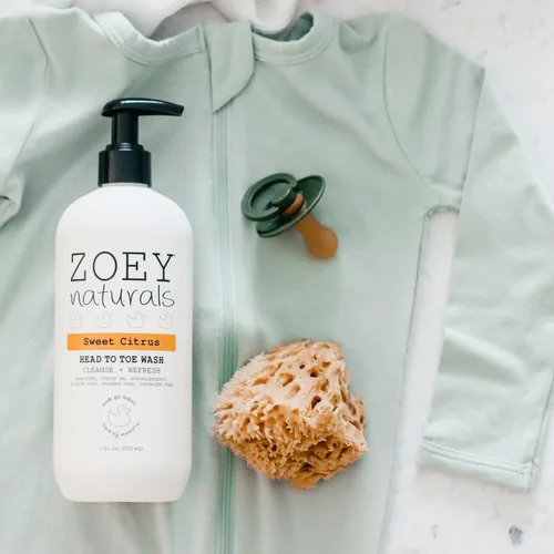 Vista 5 de Zoey Naturals Sweet Citrus Baby Wash & Shampoo, hecho para pieles sensibles, sin lágrimas, sin parabenos, todo natural, fabricado en los Estados