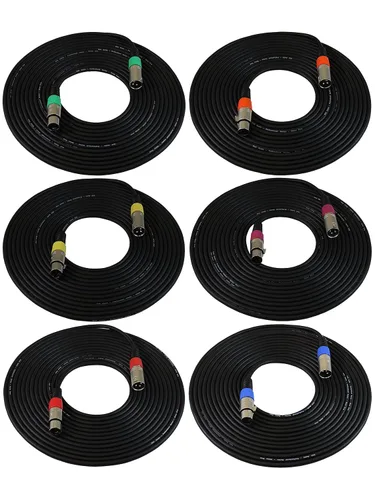 Vista 17 de GLS Audio cables de audio de 25' para micrófonos. Cables con colores con entradas XLR macho a XLR hembra, paquete de 6