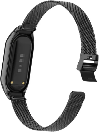 Vista 5 de Correa de reloj de metal compatible con Samsung Galaxy Fit2 SM-R220 de acero inoxidable con marco de bisel protector con diseño de malla